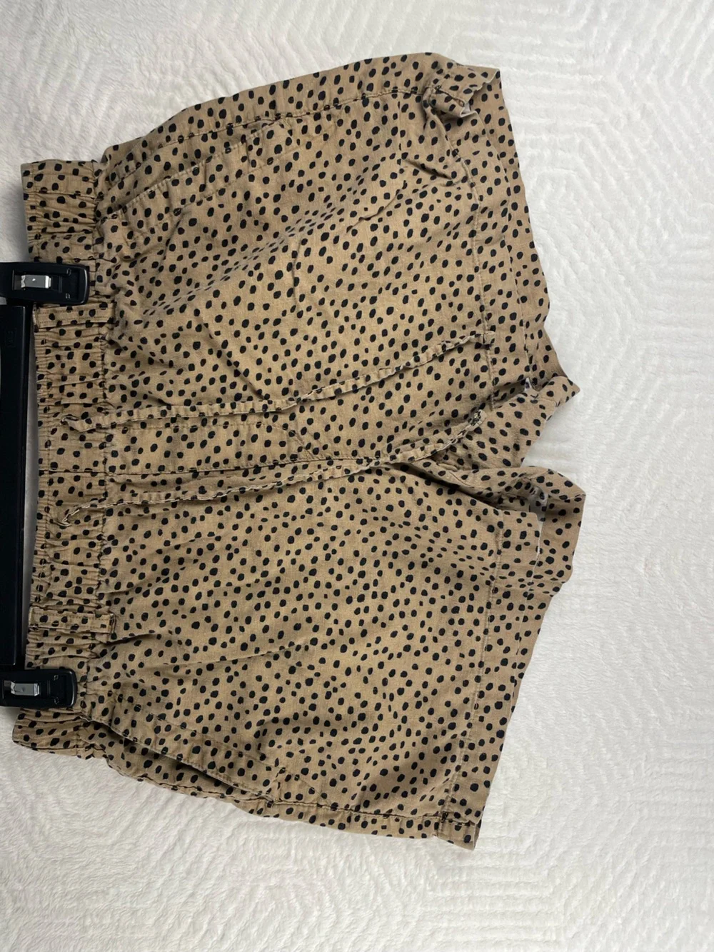 Old Navy Tan Shorts with Black Polka Dots